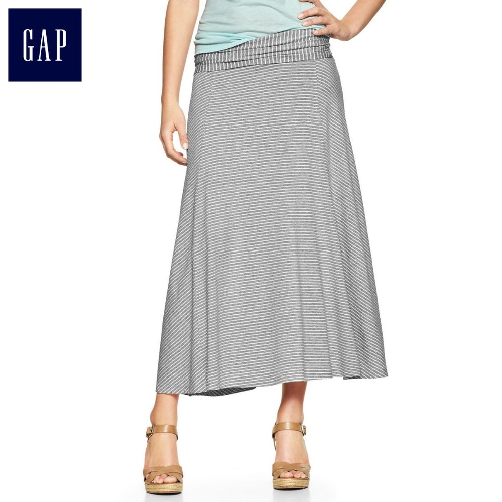 Gap Foldover Maxi Skirt Gray Medium/Blue Xsmall